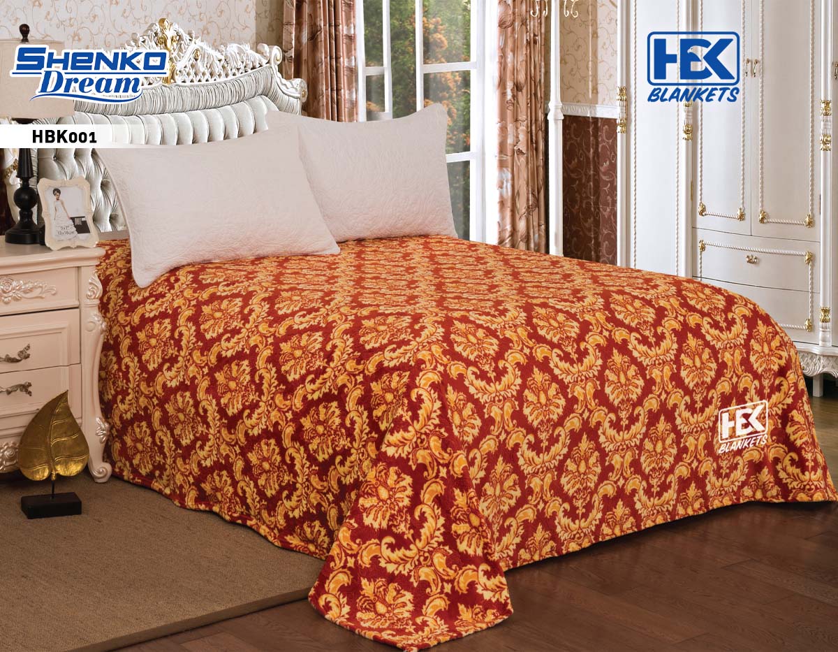 Shenko Dream Flannel 1 Ply Double Bed Embossed Blanket 20 Pcs HBK